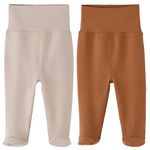HahaNice Baby Trousers with Feet Clothes 0-3 Months Brown