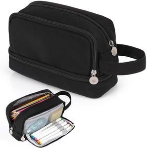 Alyvisun Trousse Scolaire, Trousse à Crayons Grande Capacité avec 3 Compartiments pour Fille Garcon, Portable Trousse Crayon Pencil Case avec Poignée pour École et Bureau