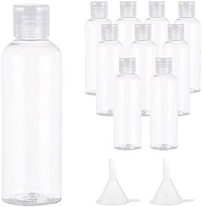 10 Pack Plastic Travel Bottles Set, Clear 100ml/3.4 oz Leak Proof Refillable Squeeze Bottles Flip Cap Empty Bottles with Funnels Labels for Shampoo Conditioner Lotion