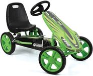 Hauck Speedster Pedal Go-Kart for Kids Ages 4-8 with Adjustable Bucket Seat, Large Front Plate, Handbrake, and EVA Plastic Wheels, Green