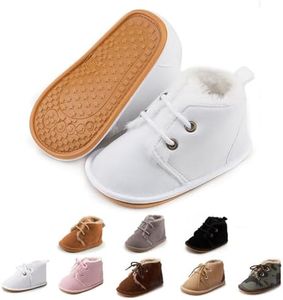 Zoolar Baby Unisex Warm Snow Boots Newborn Leather Fur Lace Up Ankle Anti-Slip Rubber Texture Sole Toddler Prewalker Winter Crib Shoes