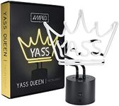 Amped & Co YASS QUEEN Neon Light Novelty Desk Lamp, Large 11.3x9.75, Yellow/White Glow