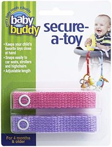 Baby Buddy Secure-a-Toy, Adjustable Pacifier and Teether Strap for Stroller, Highchair, and Car Seat, Pink Lilac, 2 pack