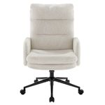 IWMH Home Office Chair, High-back Desk Chair,Upholstered Office Chair with Wheels and Armrests, Adjustable Height Armchair,Ergonomic Swivel Desk Chair, Cashmere (White)