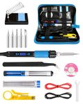 MOXTOYU Soldering Tool Set, 100W Adjustable Temperature 220-500°C, Easy-to-Use On/Off Switch, 5 Soldering Tips, Desoldering Pump, Solder Wire, Allen Wrench, Wire Stripper Cutter, Tool Bag