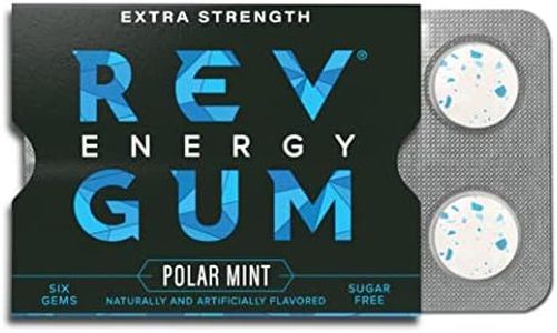 Rev Gum Caffeine Energy Gum | Extra Strength 100mg of Caffeine per Gem | Polar Mint Sugar Free Caffeine Gum - Low Calorie Chews to Help You Stay Alert, Awake and Focused - Mint Chewing Gum - 12 Packs (72 Count)