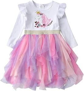 VIKITA Vestitos Bambina Principessa Unicorno Casuale Cotone Abiti LH4785 6T