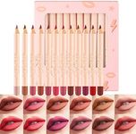 12 Matte Lip Liner Pencil Set, Smooth Waterproof Lip Pencil Set, Natural Long Lasting Makeup Lip Liners Girls Women Her