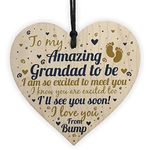 RED OCEAN Grandad To Be Wooden Heart Baby Announcement For Dad New Baby Gifts Plaque Grandparent Keepsake From Bump Gifts