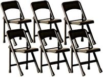 Set of 6 Black Plastic Toy Folding Chairs for Wrestling Action Figures