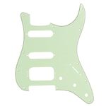 Musiclily Pro 11-Hole Round Corner HSS Guitar Strat Pickguard for USA/Mexican Stratocaster 4-screw Humbucking Mounting Open Pickup, 3Ply Mint Green