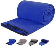 REDCAMP Fleece Sleeping Bag Liner for Adult Warm or Cold Weather, 75" Long Full Sized Zipper Camping Blanket for Outdoor Indoor Used with Sack, Navy Blue