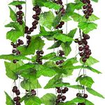 Meiliy 8FT 5pcs Artificial Greenery Chain Grapes Fake Vines Leaves Foliage Simulation Fruits for Home Room Garden Wedding Garland Outside Decoration