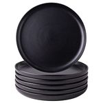 AmorArc Ceramic Dinner Plates Set of 6, Wavy Rim 10.5 Inch Stoneware Dish Set, Large Dinnerware Plates for Kitchen-Microwave&Dishwasher Safe, Scratch Resistant-Reactive Glaze Matte Black