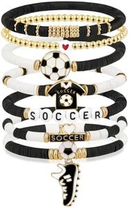 Joyline Women’s Soccer Charm Bracelet, Game Day Fan Jewelry Accessory, Black