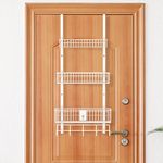 Over The Door Basket Organizer 3 Tier Hanging Kitchen Storage Rack Heavy Duty Pantry Organizer with 3 Basket and 5 Hooks Door Back Metal Wire Basket for Kitchen, Bathroom, Office, White