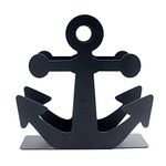 BetyHom Vintage Metal Nautical Anchor Napkin Holder (Black)