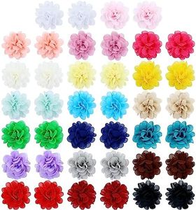 Cinaci 40 Pieces 5cm/2" Solid Chiffon Flower Hair Clips Barrettes Non Slip Floral Hair Pins Accessories for Baby Girls Toddlers Kids Teens