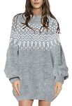 Sovoyontee Women's Cute Ugly Christmas Oversized Sweater Dress with Pockets, Tribal Pattern, Gray-tribal Pattern, Medium