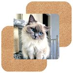 PERSONALISED PHOTO COASTER - Custom Any Text Any Photo Upload Wooden 9cm Glossy (Square)