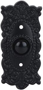 A29 Wired Iron Doorbell Chime Push Button Vintage in Black Powder Coat Finish Vintage Decorative Door Bell with Easy Installation, 3 3/8''X 1 5/8"