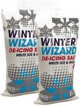 20Kg Winter Wizard De-Icing Salt White Grit Rock Salt Snow and Ice Remover Essential for Paths, Driveways & Roads (2 x 10Kg)