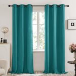 Deconovo Living Room Darkening Thermal Insulated Curtains, Grommet Top Energy Efficient Blackout Drapes for Bedroom, 42 x 84 Inch, Turquoise/Teal, 2 Panels