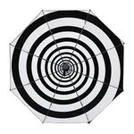 Travel Umbrella Fold - Wind Resistant Lightweight Strong and Portable -Psychedelic Spiral Radial Rays- Windproof Automatic compact umbrellas for rain - unisex