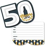 Big Dot of Happiness Cheers and Beers to 50 Years - Shaped Fill-In Invitations - 50th Birthday Party Invitation Cards with Envelopes - Set of 12