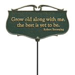 Whitehall Products "Grow Old along with Me..." Garden Poem Sign, Green/Gold