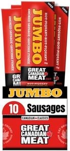 Hot Jumbo Smoked Sausages Locally Made & Hardwood Smoked, 10 x 72g Caddy of Meat Snacks by Great Canadian Meat, Gluten Free, High In Protein Meat Sticks, Sausage Pepperoni Sticks For Carnivores. MRE Perfect For Camping & Road Trips