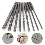 APACALI 9 Piece SDS Plus Masonry Drill Bit Set 3/16" - 5/8" Carbide Tip Rotary Hammer Drill Bits with 3/8 inch SDS-Plus Shank for Brick, Masonry, Concrete, Rock, Ceramic Tile, Cement