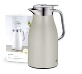 ALFI Thermos Flask, Stainless steel Plastic Glass, Silver Lining, 1 Litre