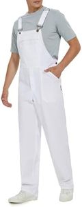 WORK IDEA Men's Bib Overalls,Men's Overalls Workwear Lightweight with Adjustable Straps and Pockets,White, XL