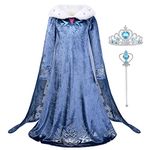 URAQT Girls Fancy Costume Dress, Deluxe Dress Set, Princess Costume Dress Up for Girls, Shining Cloak Fancy Dress for Carnival Birthday Party Halloween Cosplay World Book Day Christmas