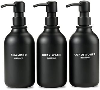 MaisoNovo Refillable Shampoo and Conditioner Bottles | 16.9 fl oz Set of 3 Black Plastic Bottles Black Pumps