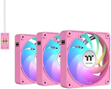 Thermaltake CT120 EX ARGB Sync PC Cooling Fan 3 Pack, PWM 500~2000 RPM, 5V Motherboard Sync, 16.8 Million Colors 9 LEDs, MagForce 2.0 Connectors, Hydraulic Bearing, Bubble Pink, CL-F219-PL12PK-A