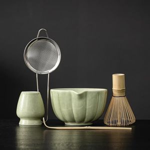 SFTXEY Matcha Whisk Set, Matcha Set Includes Ceramic Matcha Bowl, Bamboo Whisk, Scoop, Chasen Holder, Sifter, 5 Pcs Perfect Matcha Kit for Macha Lover (Mottled Green)