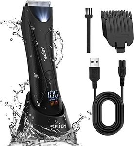 Body Hair Trimmer for Men Electric Groin Hair Trimmer Ball Shaver with Standing Charging Dock USB Rechargeable Men's Pubic Hair Trimmer with LED Light (Black)
