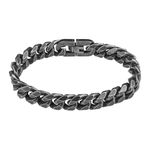 flintronic Men's Strong Antique Cuban Silver Bracelet, Fashion Retro 19cm Titanium Steel Simple Six-sided Flat Denim Bracelet