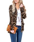 ULTRANICE Women's Long Sleeve Open Front Cardigan Casual Tops with Pockets(LeopardB,XL)