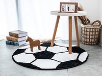 Fancytan Kids Rug Soccer Round Rug Carpet Floor Chair Mat for Kids Rooms Children's Bedroom, Soccer, 80cm