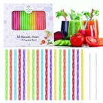 Honest ECO 50 Pack Colorful Straws,6in Extra Short Reusable Plastic Straws for Canned drinks Cocktails Coffee Toddler cup,including 2 Cleaning Brush