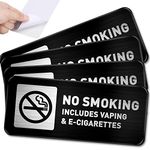 Oudain 4 Pcs No Smoking Sign for Business Self Adhesive Metal No Vaping Sign Aluminum No Smoking Stickers Industrial Warning Signs for Home Office Bathroom Restroom Indoor Outdoor Supplies, 7 x 3 Inch