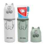 Cozlly Toothbrush Travel Case, 2 Pcs Multipurpose Portable Toothbrush Holder Travel Case, Cute Cat Plastic Toothbrush and Toothpaste Travel Case, Kids Toothbrush Cup for Business Camping Travel