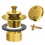 LXLOTUS Brushed Gold Bathtub Drain Kit- Lift and Turn- Gold Tub Drain, Overflow Drain Cover, and Tub Drain Plug. Tub Drain Replacement Kit for Bathtub Drains, Universal Fit 1-3/8" and 1-1/2"