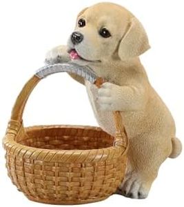 elesculor Labrador Retriever Storage Basket, Resin Dog Toy Bin with Handles, Cute Labrador Face Organizer for Keys, Remote, Snacks, Desk – 11.02 in, 3.1 LBS, Labrador Retriever