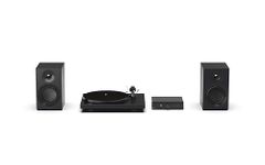 Pro-Ject Colourful Audio System E, True Analog HiFi Stereo System, All-In-One Hi-Fi Set including Debut E Turntable, Stereo Box E Integrated Amplifier, and Speaker Box 5E Carbon (Satin Black)