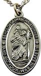 St Christopher Pewter Medal on a Stainless Steel Chain with Holy Card Gift Boxed Set