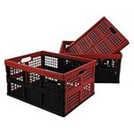 Obstnny 34 Quart Collapsible Storage Bins, Stackable Milk Crate, 3 Packs